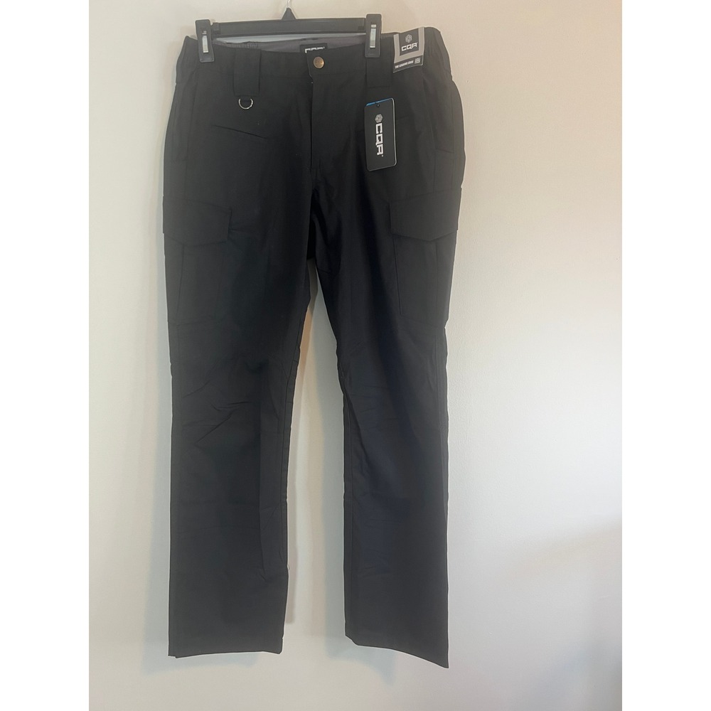 CQR Mens Tactical Cargo Pants Black Ripstop Work Hiking Pants 34W x 32L NWT